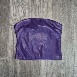 SOLD — Dynamite Vibrant Purple Strapless Leather Top
